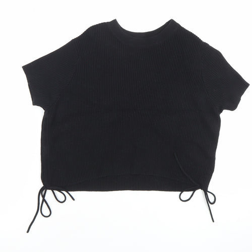 Collusion Women's Black Cropped Knit T-Shirt Size 10