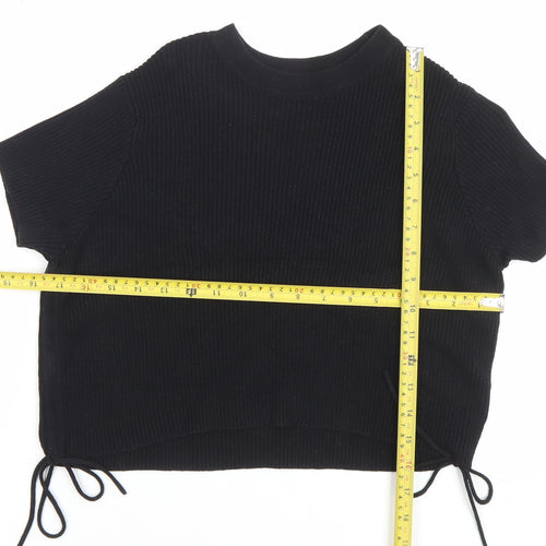 Collusion Women's Black Cropped Knit T-Shirt Size 10