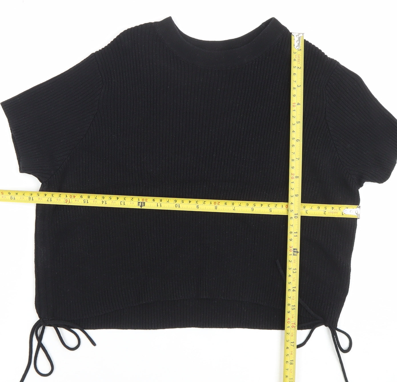 Collusion Women's Black Cropped Knit T-Shirt Size 10