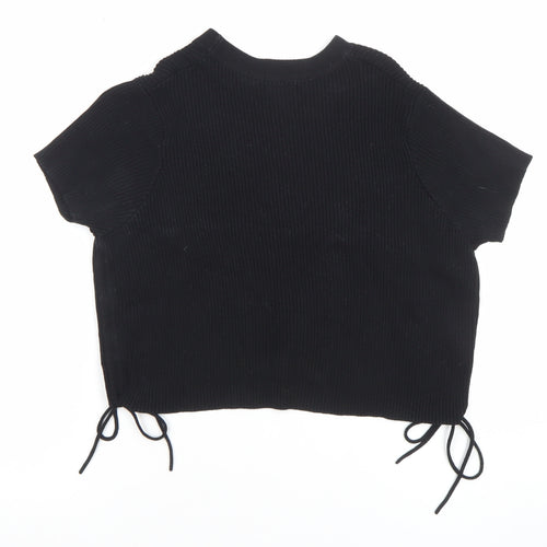 Collusion Women's Black Cropped Knit T-Shirt Size 10