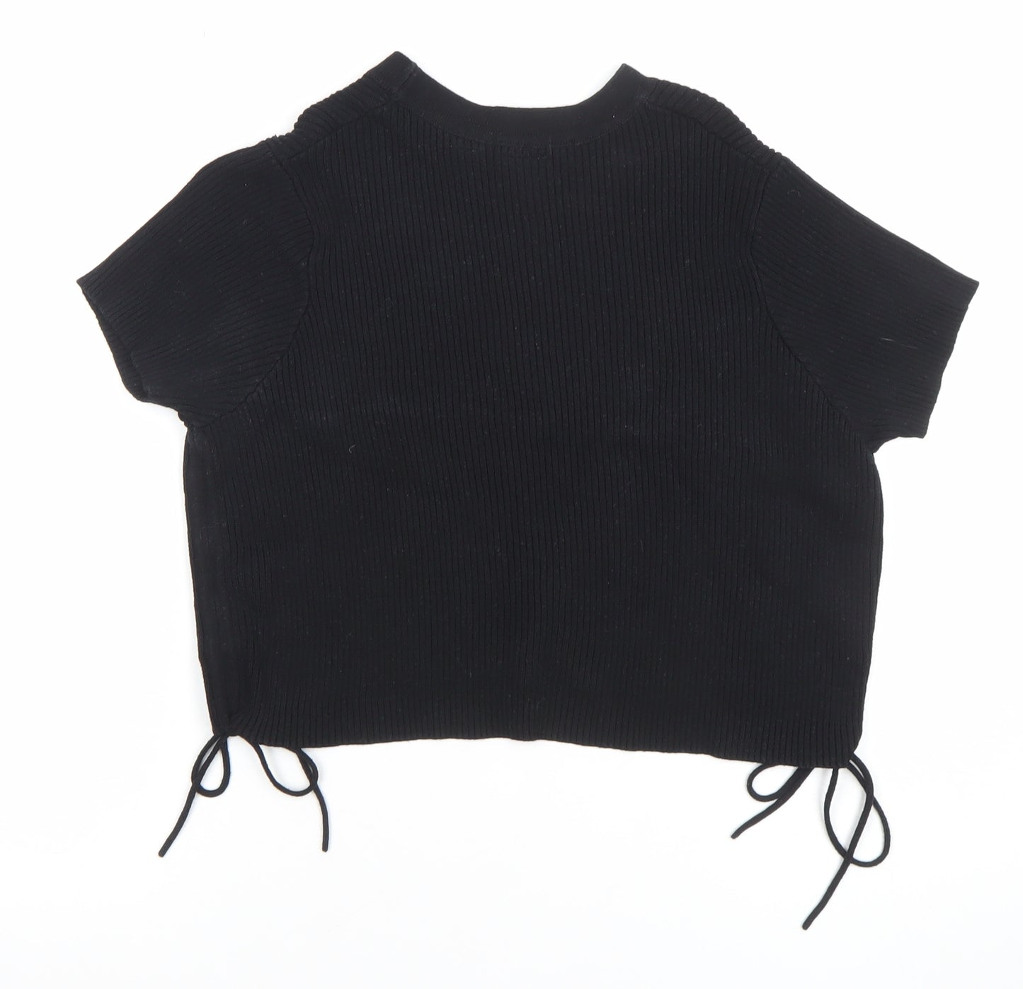 Collusion Women's Black Cropped Knit T-Shirt Size 10