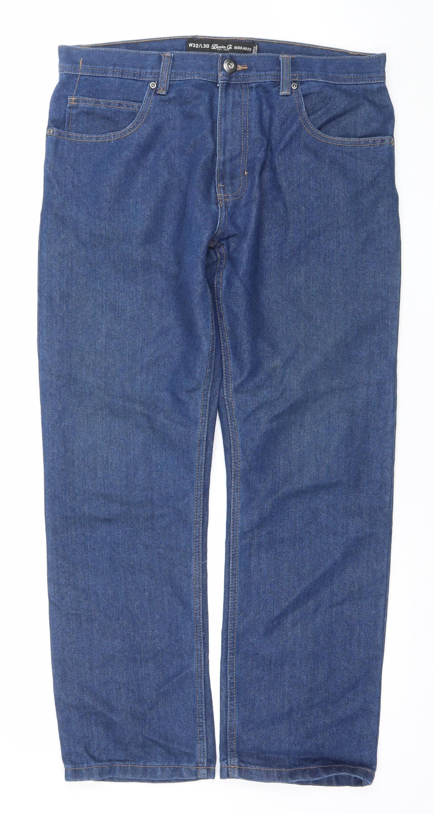 Denim Co. Men's Blue Regular Fit Straight Jeans W32 L30