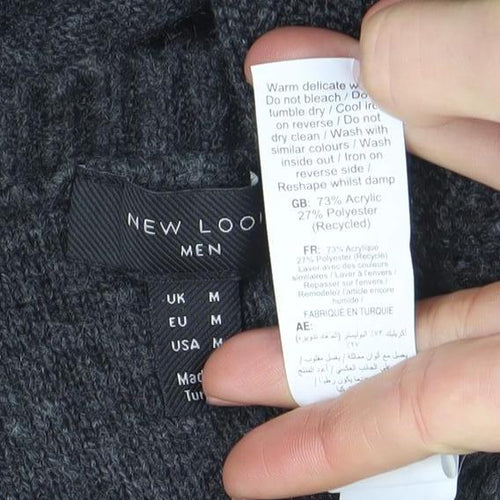 New Look Men’s Grey Cable Knit Crew Neck Jumper Size M