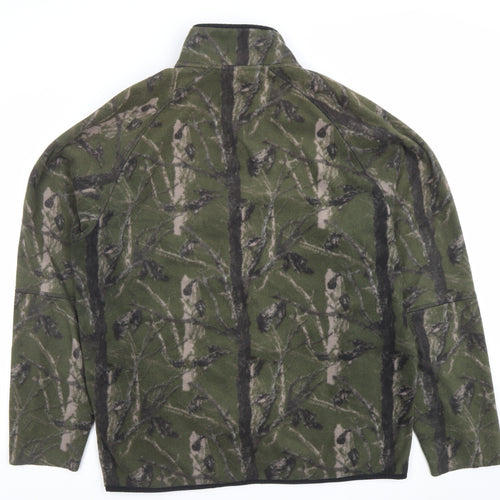 Carhartt Men Green Camouflage Fleece Jacket L Relaxed Fit Outdoor Zip