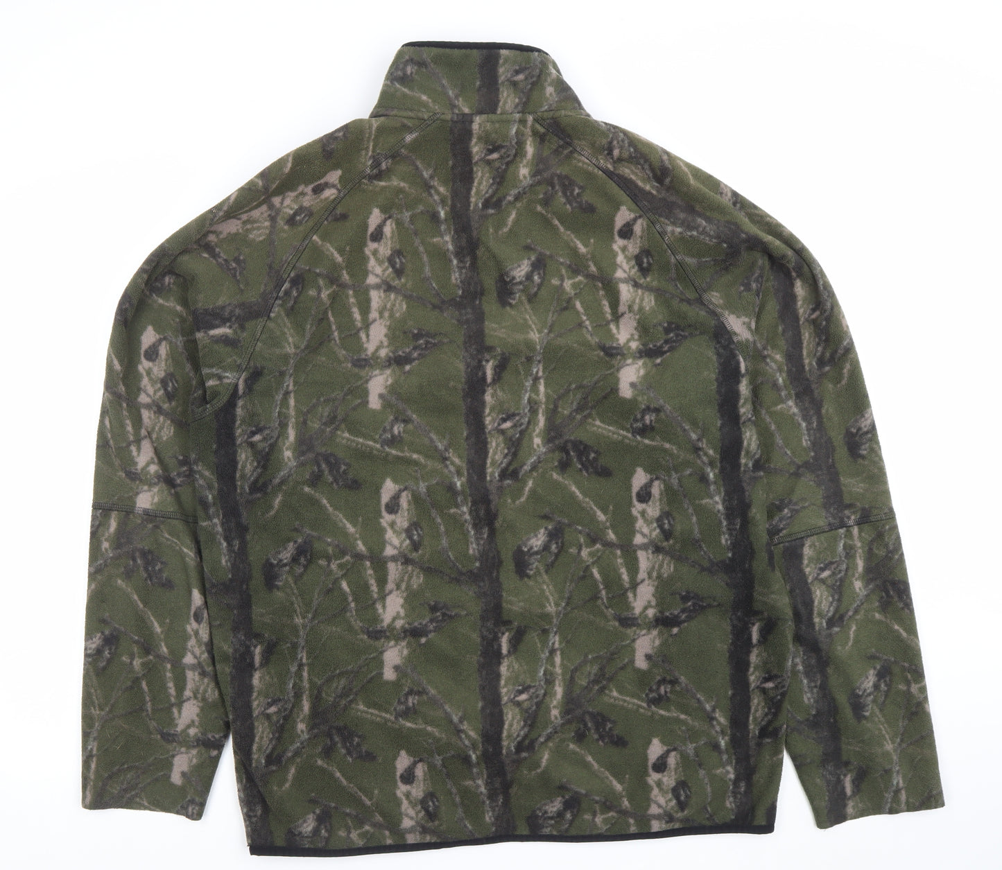 Carhartt Men Green Camouflage Fleece Jacket L Relaxed Fit Outdoor Zip