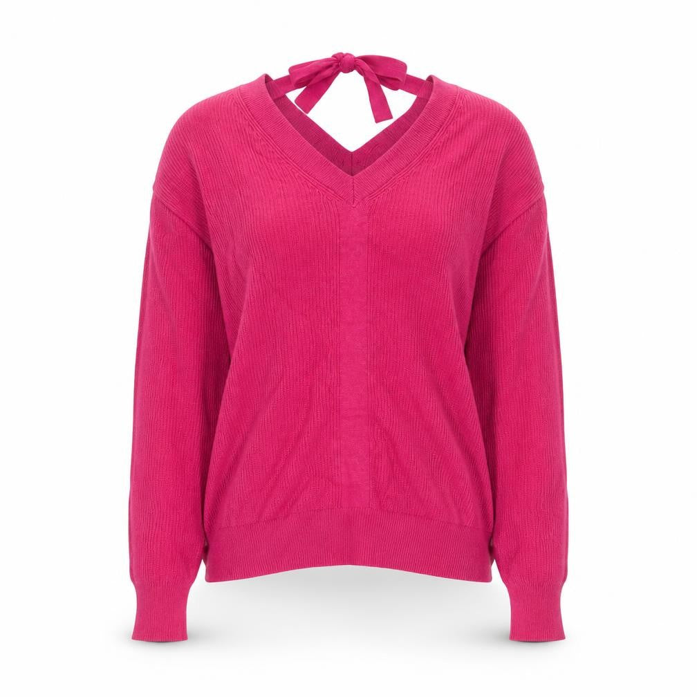 Front view of Next Women Pink Bow Back Long Sleeve jumper, size 8