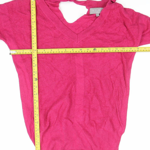 Next Women Pink Bow Back Long Sleeve Pullover Jumper Size 8
