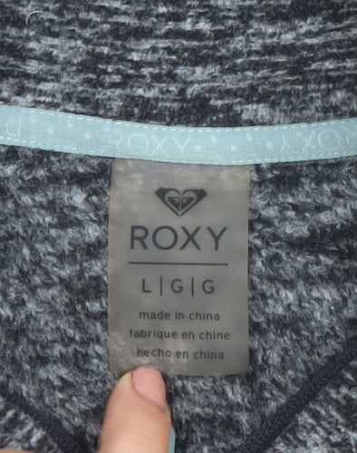 Roxy Womens Grey Full Zip Lightweight Fleece Jacket Size L