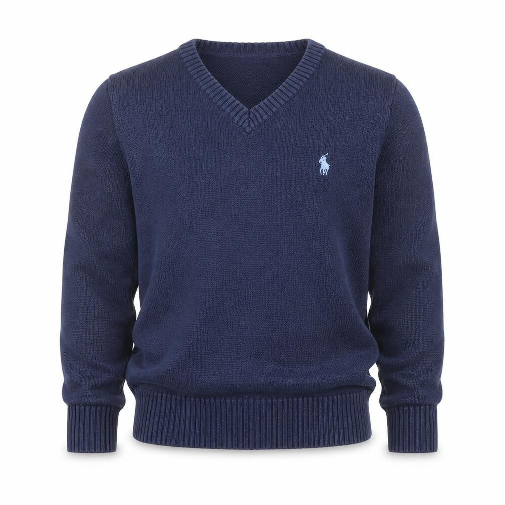 Ralph Lauren Boys Blue Cotton V-Neck Pullover Jumper Size 4 Years