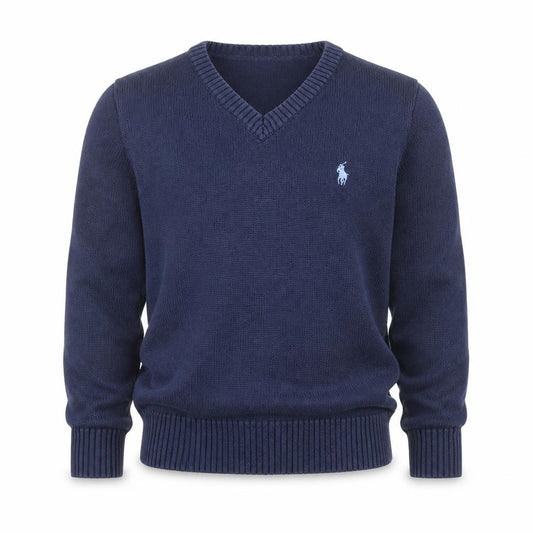 Ralph Lauren Boys Blue Cotton V-Neck Pullover Jumper Size 4 Years