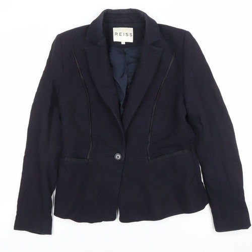 Reiss Womens Blue Wool Tailored Blazer Jacket Size M