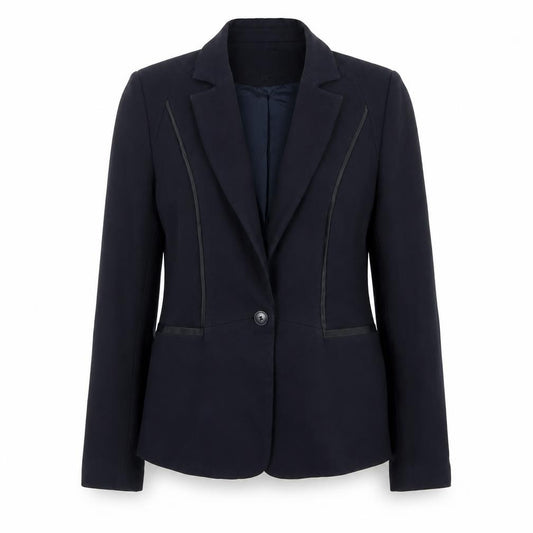 Front view of Reiss women’s blue wool tailored blazer jacket, size M