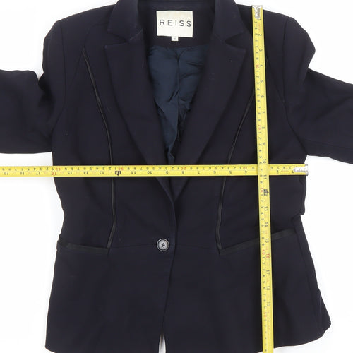 Reiss Womens Blue Wool Tailored Blazer Jacket Size M
