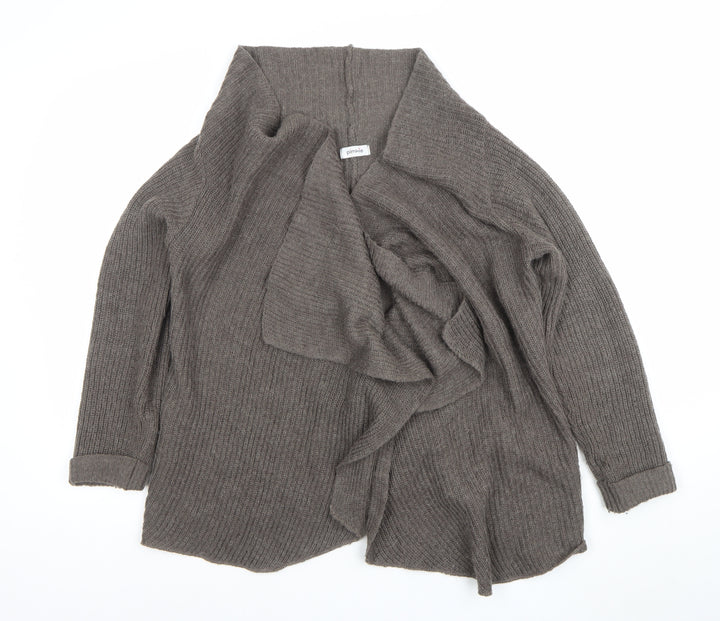 Pimkie Women Brown Knit Open Cardigan Small Relaxed Fit
