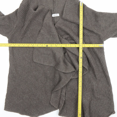 Pimkie Women Brown Knit Open Cardigan Small Relaxed Fit