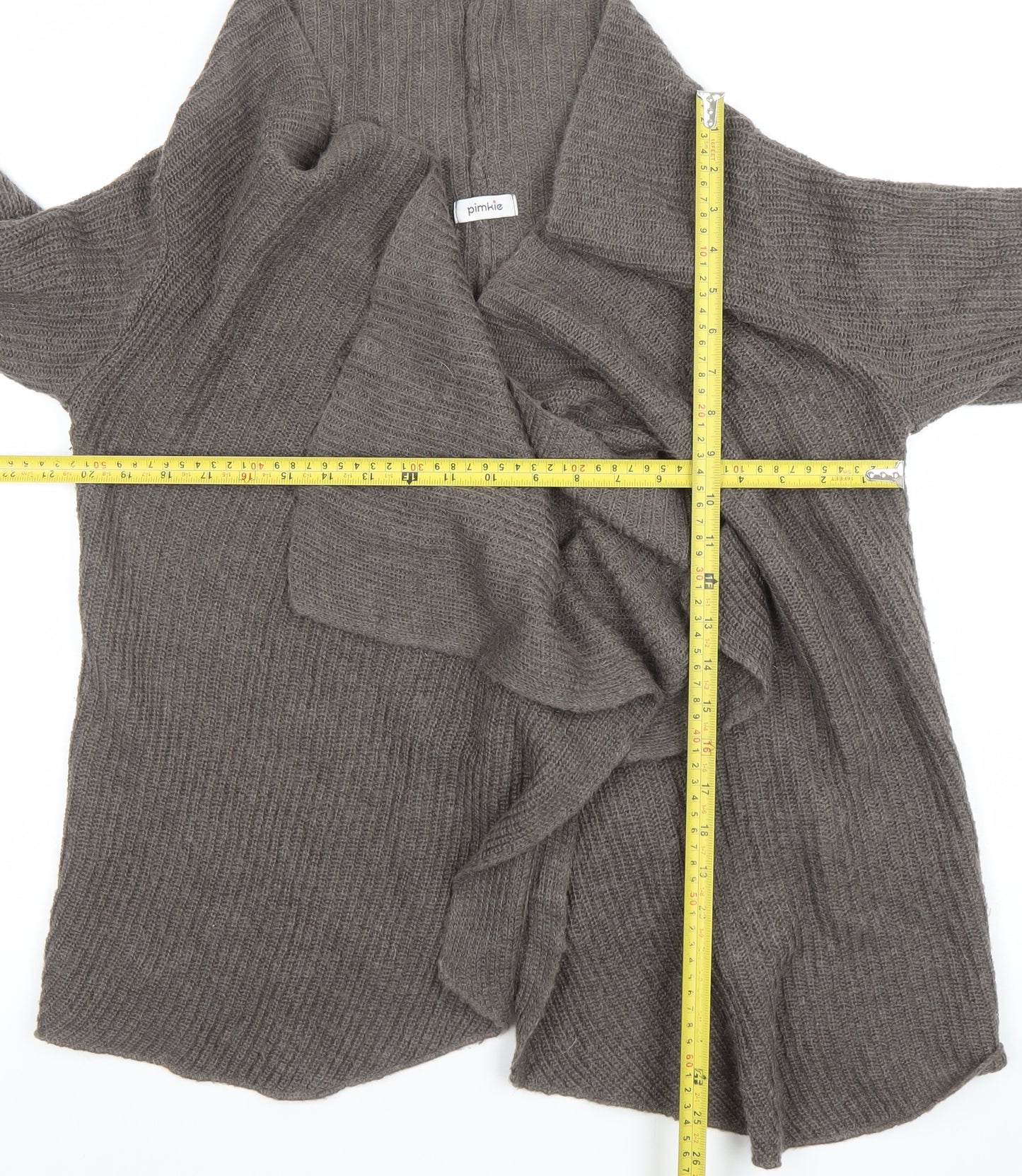 Pimkie Women Brown Knit Open Cardigan Small Relaxed Fit