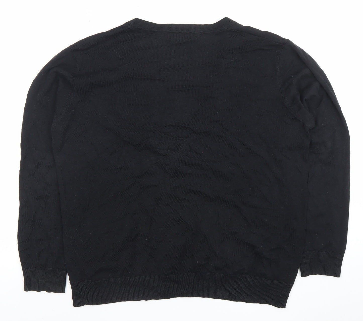 AR RED Men's Black Silk Cotton V-Neck Cardigan L