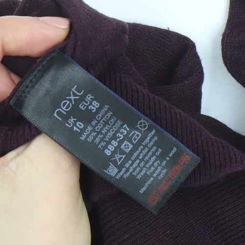 Next Women Brown Heart Knit Long Sleeve Boat Neck Blouse Size 10