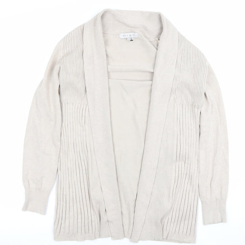 Nutmeg Women Beige Knit Open Cardigan Size 8 Long Sleeve