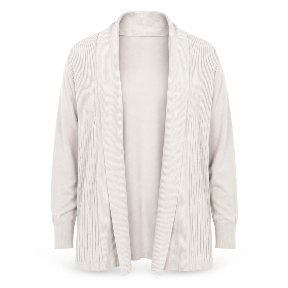Nutmeg Women Beige Knit Open Cardigan Size 8 Long Sleeve