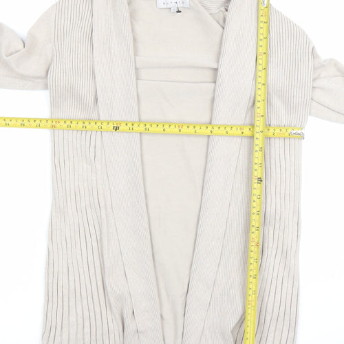 Nutmeg Women Beige Knit Open Cardigan Size 8 Long Sleeve