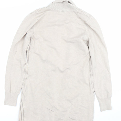 Nutmeg Women Beige Knit Open Cardigan Size 8 Long Sleeve