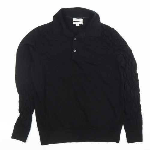 Marks and Spencer Autograph Men's Black Merino Wool Long Sleeve Polo M