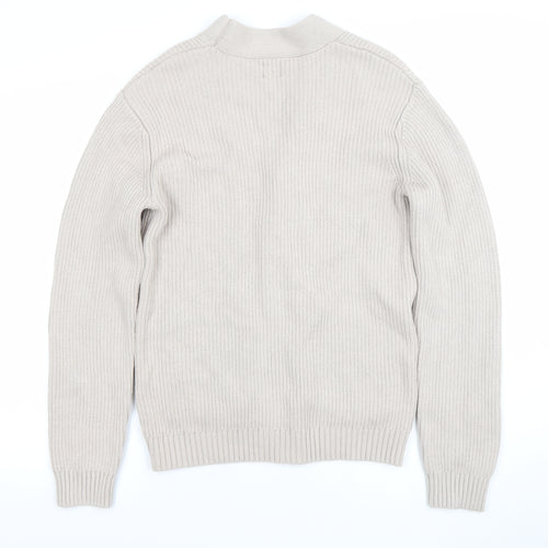River Island Men's Beige Cotton Knit Cardigan Jumper Size S