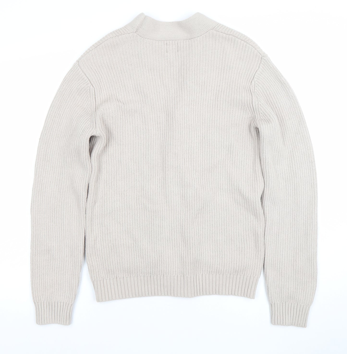 River Island Men's Beige Cotton Knit Cardigan Jumper Size S