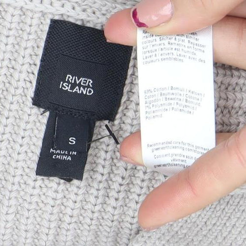 River Island Men's Beige Cotton Knit Cardigan Jumper Size S