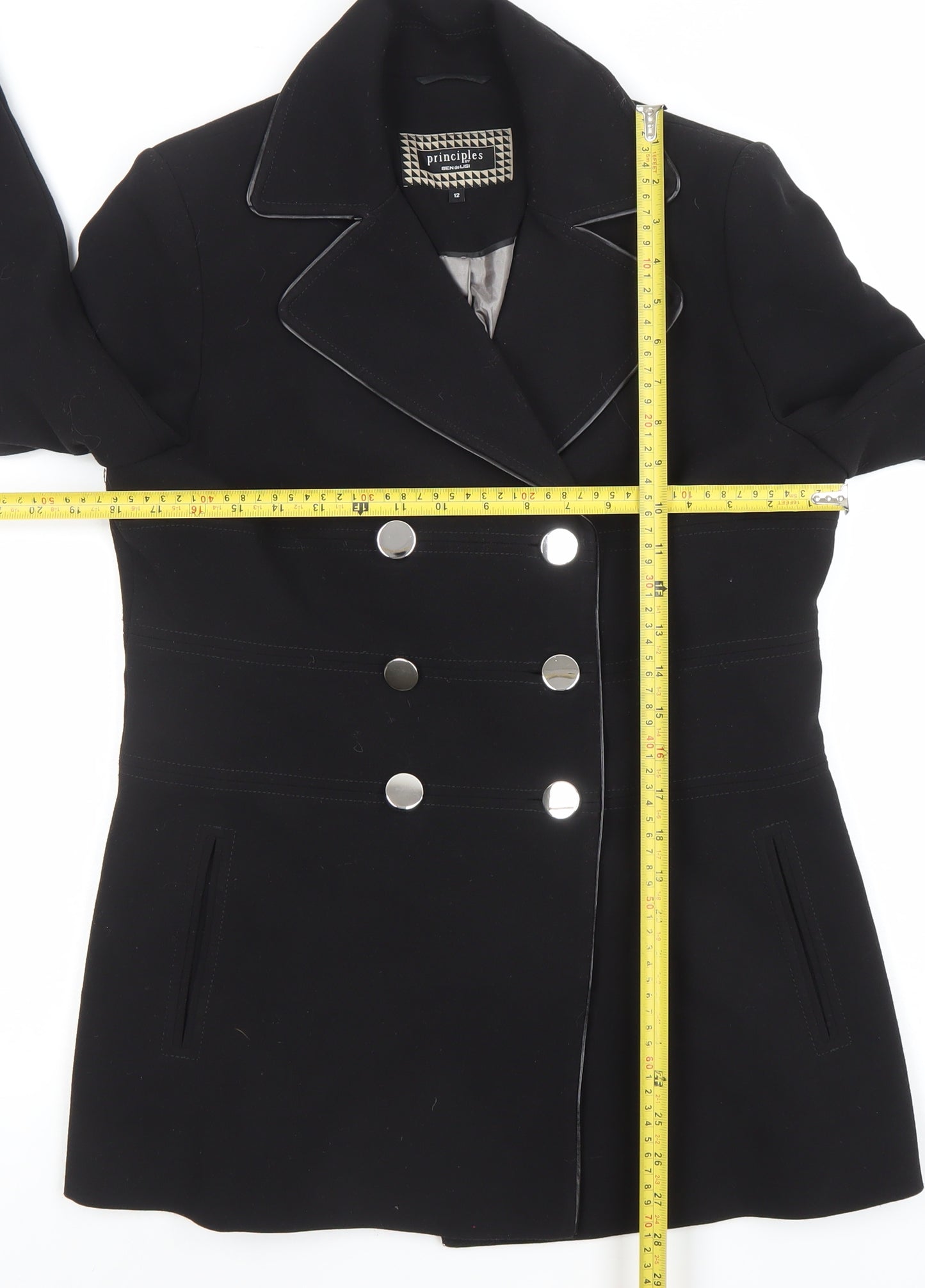 Principles by Ben de Lisi Women’s Black Size 12 Pea Coat Jacket