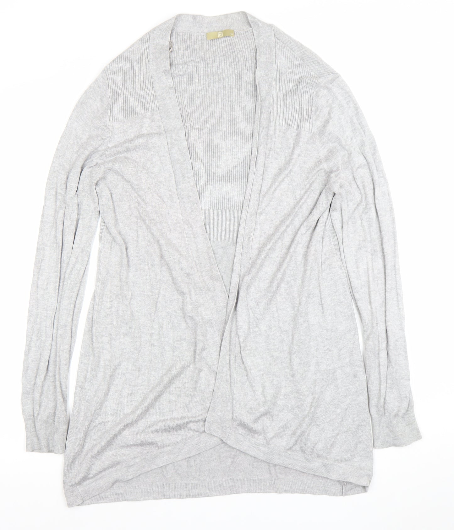 TU Women’s Grey Long Sleeve Knit Cardigan Size 16 V-Neck Lightweight