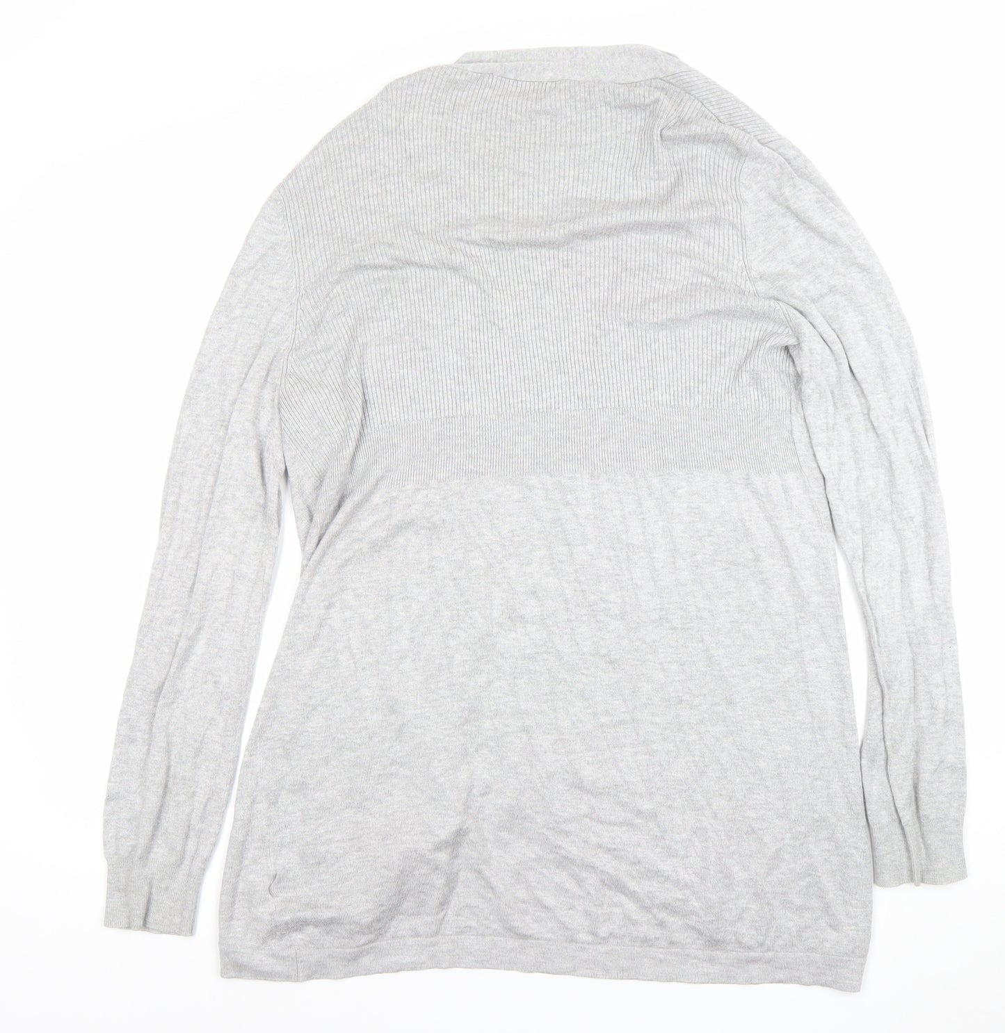 TU Women’s Grey Long Sleeve Knit Cardigan Size 16 V-Neck Lightweight