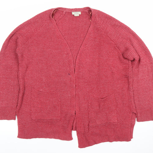 Fat Face Women’s Pink Chunky Knit V-Neck Cardigan Size 12