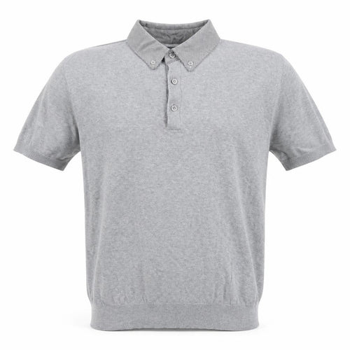 F&F Men's Grey Short Sleeve Button-Down Knit Collar Polo Shirt Size S