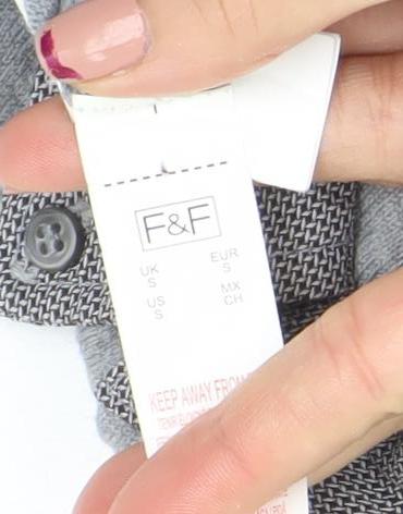 F&F Men's Grey Short Sleeve Button-Down Knit Collar Polo Shirt Size S