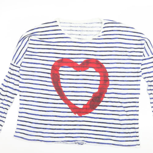 The Hip Tee Womens Multicoloured Striped Linen Long Sleeve T-Shirt Size L