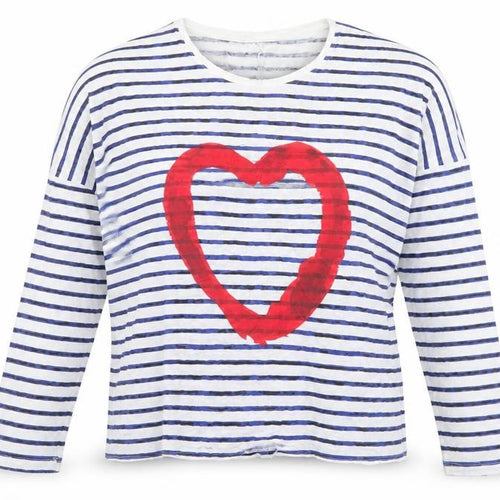 The Hip Tee Womens Multicoloured Striped Linen Long Sleeve T-Shirt Size L
