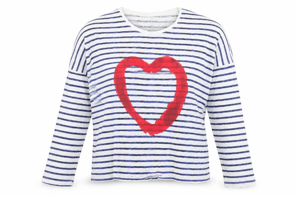 The Hip Tee Womens Multicoloured Striped Linen Long Sleeve T-Shirt Size L