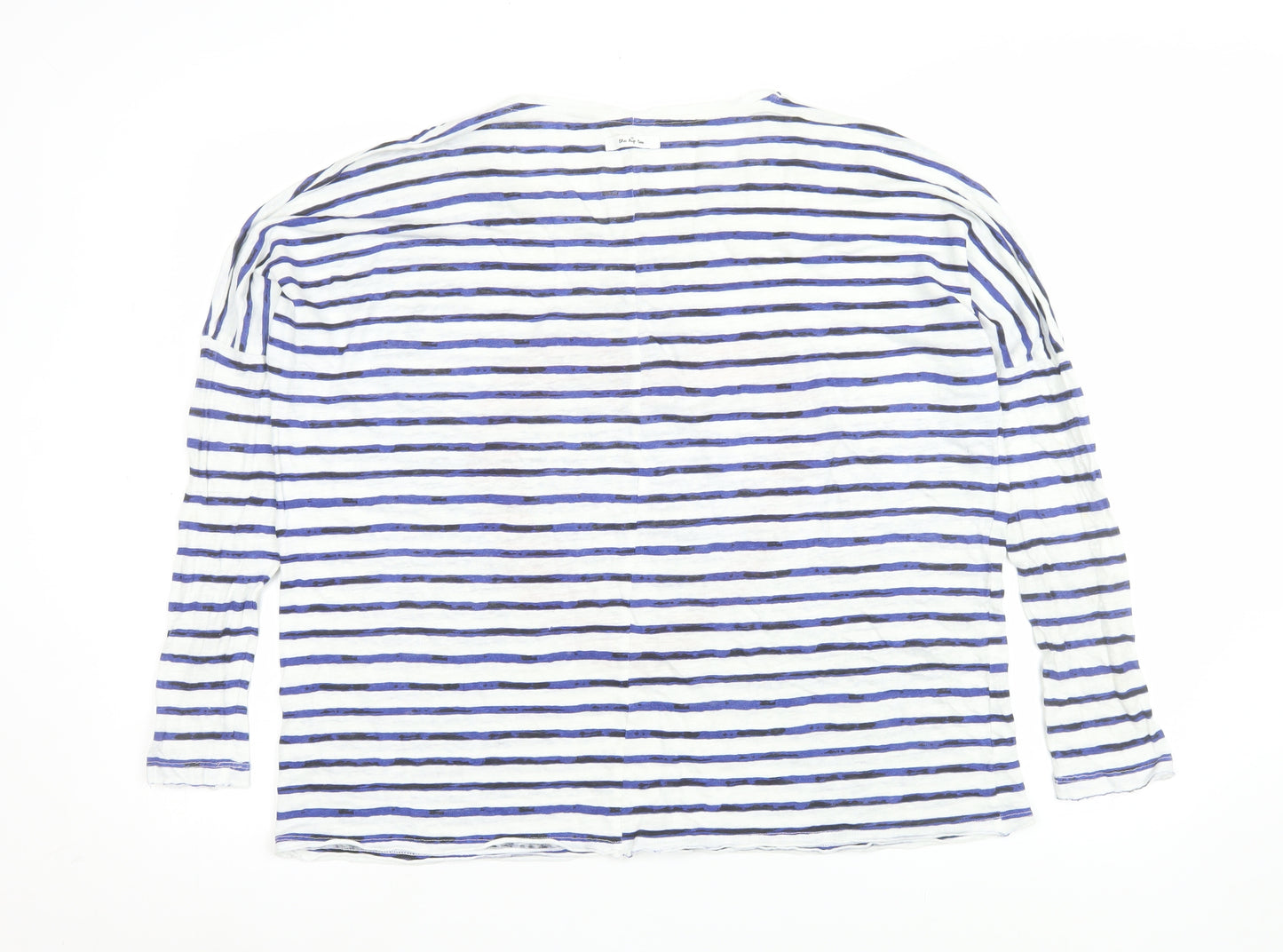The Hip Tee Womens Multicoloured Striped Linen Long Sleeve T-Shirt Size L