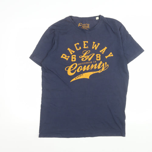 Esprit Women Navy Blue Slim Fit Graphic T-Shirt Size L