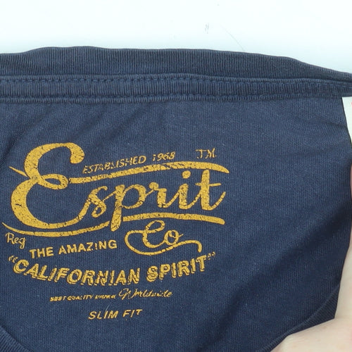 Esprit Women Navy Blue Slim Fit Graphic T-Shirt Size L