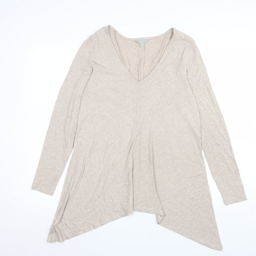 Pure Collection Women’s Beige Long Sleeve V-Neck Tunic Blouse Size 12