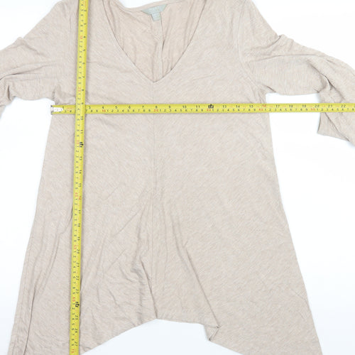 Pure Collection Women’s Beige Long Sleeve V-Neck Tunic Blouse Size 12