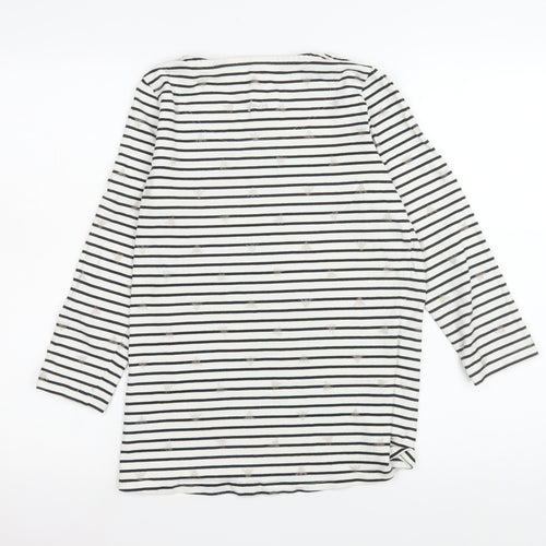 Joules Womens Black White Striped Long Sleeve Cotton Top UK 10