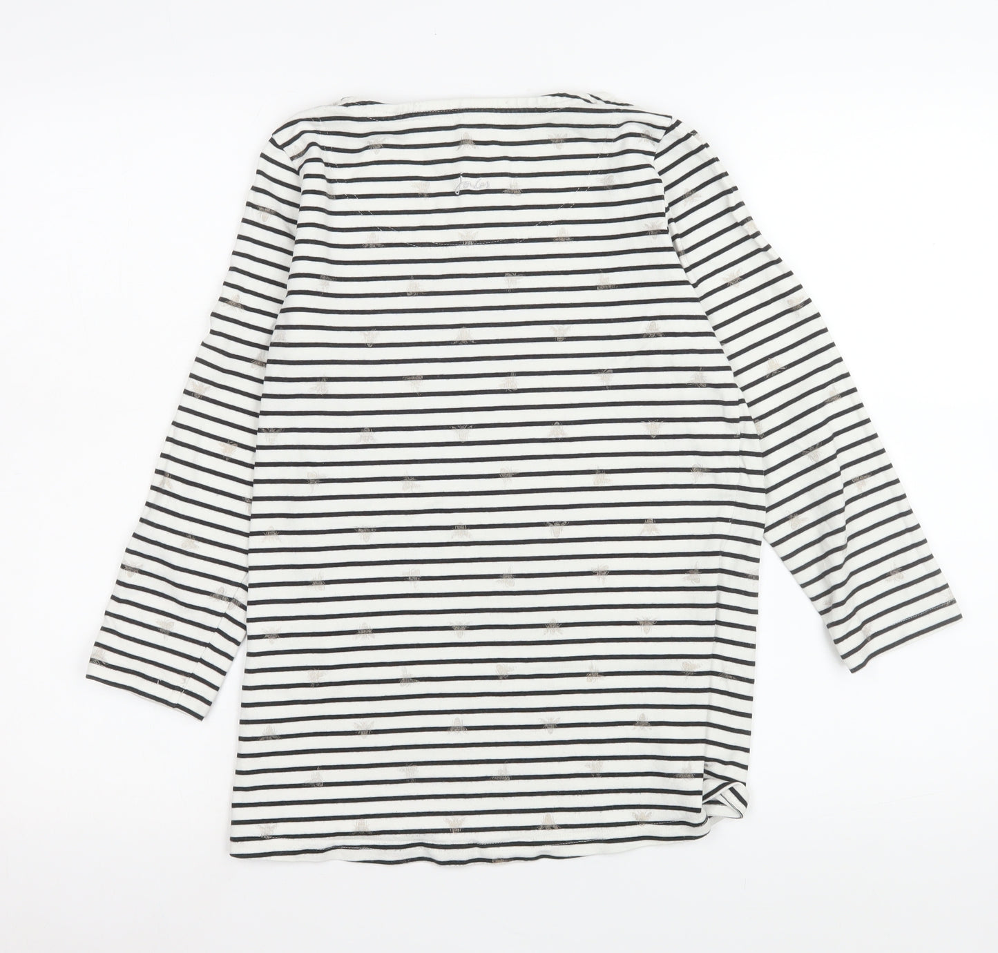 Joules Womens Black White Striped Long Sleeve Cotton Top UK 10