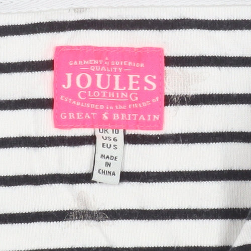 Joules Womens Black White Striped Long Sleeve Cotton Top UK 10