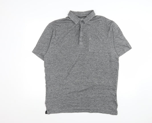 Next Men’s Grey Cotton Polo Shirt Size L Regular Fit