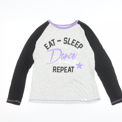 The Pyjama Factory Girls Grey Long Sleeve Dance Pyjama Top 11-12 Years