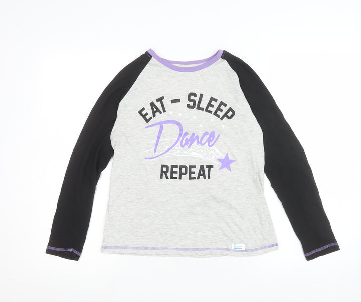 The Pyjama Factory Girls Grey Long Sleeve Dance Pyjama Top 11-12 Years